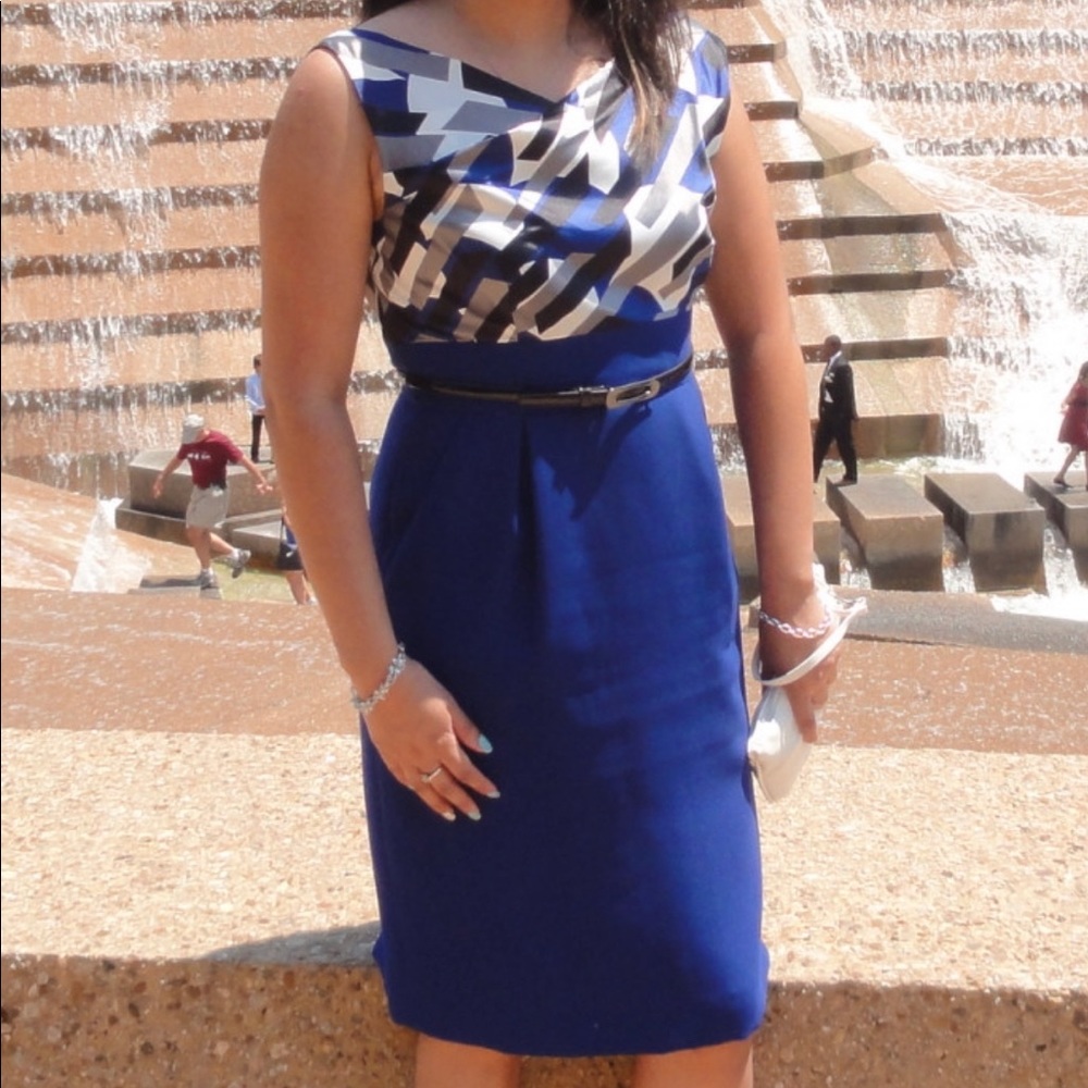Blue Tahari Geometric dress